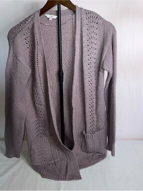 Candie's Dusty Lavender Open-Front Knit Cardigan